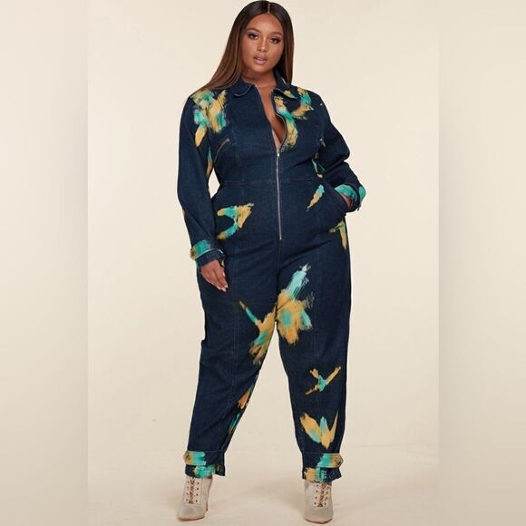 ❤️BRAND NEW! L’ATISTE BY AMY PLUS SIZE DENIM JUMPSUITS - Picture 13 of 13
